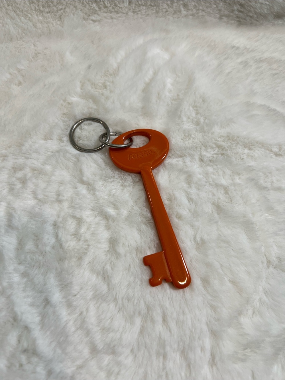Fossil Orange Key Keychain